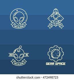 Simple flat space planet logo design template