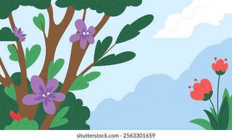 Simple flat spring background illustration
