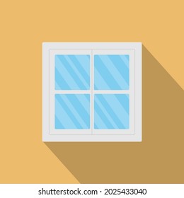 Simple flat square window vector illustration with long shadow. vector flat design on isolated background.