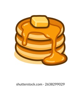 Simple Flat Stack of Pancakes with Butter and Syrup Icon