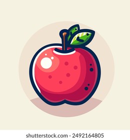 Simple Flat Style Apple Fruit Illustration. Enhance your visuals with this simple flat style apple fruit illustration. Perfect for clean, modern designs, it adds a touch of freshness and simplicity
