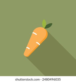 Simple flat style carrot vegetable icon with shadow. Vector illustration