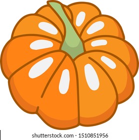 Simple flat style cartoon pumpkin top view. Pumpkin isolated on white background. Vector illustration. Thanksgiving or halloween element
