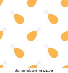 Simple Flat Style Chicken Leg Vector Seamless Pattern