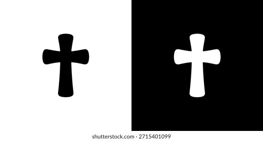 Simple Flat Style Christian Cross Symbol Religion Icon with Inverted Background