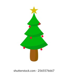simple flat style christmas tree, eps vector illustration, isolated on white