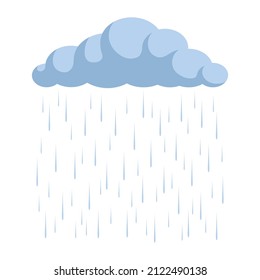 Simple flat style cloud and rain. Autumn, cloudy, gloomy weather. A natural phenomenon. Vector Illustration