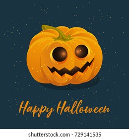 Simple flat style design Pumpkin isolated Halloween Pumpkin icon vector Orange Pumpkin Smiling  Pumpkin vector icon