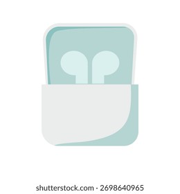 simple flat style earbud vector illustration, clean pastel palette, sleek modern look. 