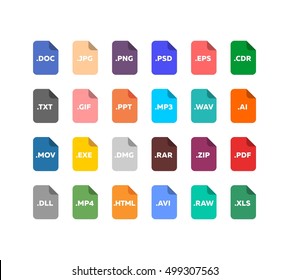 Simple flat style file type / extensions icon set