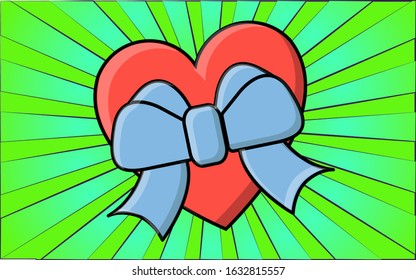 Simple flat style icon of a beautiful heart with a bow for the holiday of love Valentine's Day or March 8. Vector illustration.