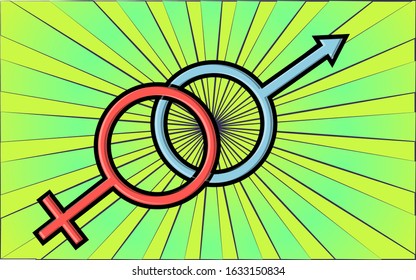 Simple flat style icon of the beautiful symbols man and woman for the feast of love on Valentine's Day or March 8th. Vector illustration