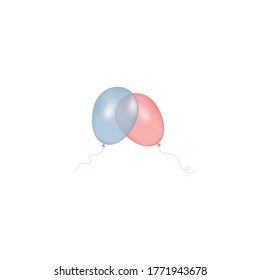 Simple flat style icon of beautiful two balloons in the form of hearts for the feast of love on Valentine's Day or March 8th. illustration.