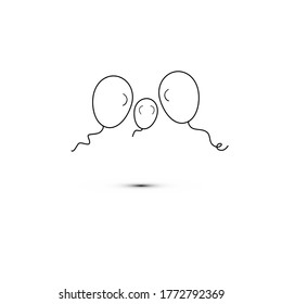 Simple icono de estilo plano de tres bellos globos para la fiesta del amor en el día de las madres felices. Ilustración vectorial.