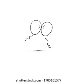 Simple flat style icon of beautiful two balloons for the feast of love on Valentine's Day or March 8th. Vector illustration.