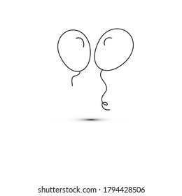 Simple flat style icon of beautiful two balloons for the feast of love on happy mothers day. Vector illustration.