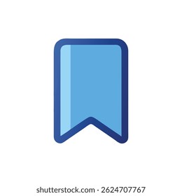A simple, flat style icon of a blue bookmark with rounded edges on White. Clean and modern visual.