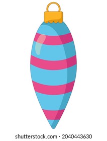 Simple flat style icon of Shiny Christmas tree toy isolated ion a white background. Vector illustration