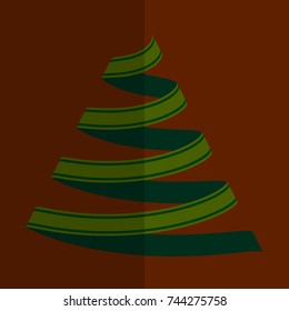 Simple flat style illustration of ribbon fir tree 