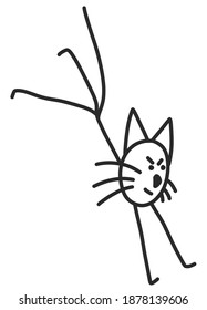 Simple flat style minimalistic playful cat. Hand drawn trendy  Vector illustration. Isolated drawing. Contemporary doodle concept for sticker, icon, textile decoration