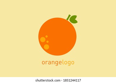 Simple flat style orange fruit logo isolated on pale yelllow background