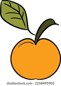Simple flat style orange fruit logo isolated on yellow background