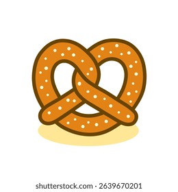 Simple Flat Style Pretzel Food With Salt Illustration Graphic Element