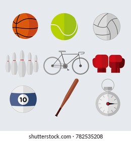 Simple Flat Style Sport Stuffs Vector Illustration Graphic Set