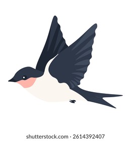 Simple flat style Swallow vector illustration isolated transparent background. Springtime bird template design. Perfect Swallow for t-shirt print spring poster card cover template design. EPS 10