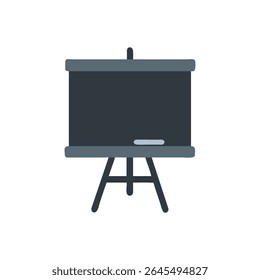 Simple flat style vector illustration of a blank blackboard with chalk. Dark colors and clean design.
