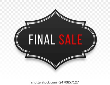 Simple flat style vintage label, sticker with sale discount text. 3d matted icon with transparent shadow.