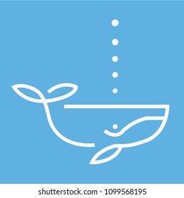 Simple flat style whale line art illustration