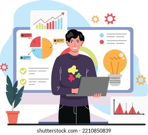 simple flat style working online