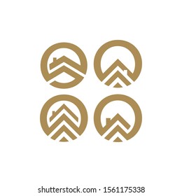 simple flat styles circle house icon logo Vector illustration design