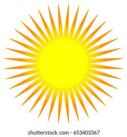 Simple flat sun clip-art, sun icon with edgy corona