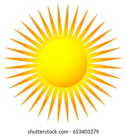 Simple flat sun clip-art, sun icon with edgy corona