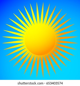 Simple flat sun clip-art, sun icon with edgy corona