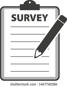 simple flat survey icon with clipboard and pencil vector illustration