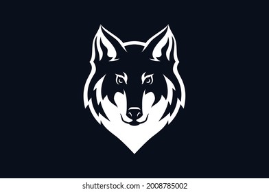 Simple Flat Symbol Head of Elegant Wolf 