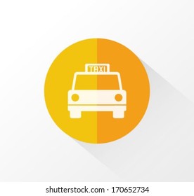 Simple flat Taxi Icon with long shadow