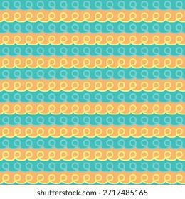 Patrón decorativo sin fisuras de línea ondulada naranja y verde azulado simple