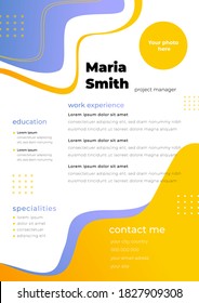 simple flat tech cv resume work template gradient colourful 