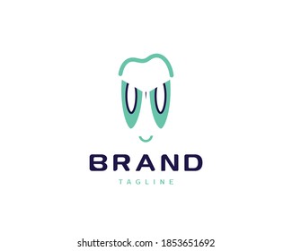simple flat teeth logo design for kids dentist or healthcare