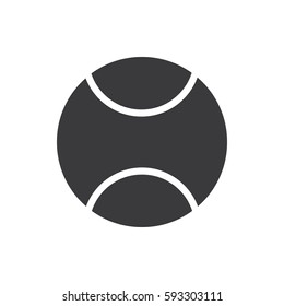 Simple flat tennis ball icon, grayscale on white background