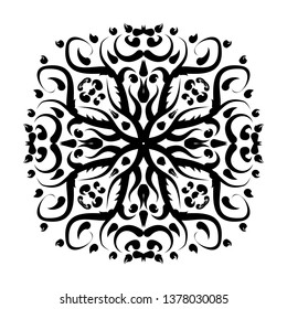 Simple Flat Texture Ornament Floral Vector Illustration Black White Design