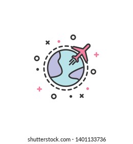 Simple flat travel icon. Cute plane icon. Vector illustration.