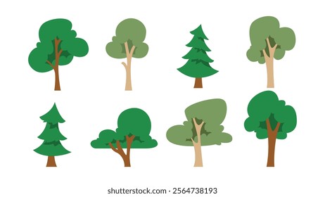Simple flat tree illustration set