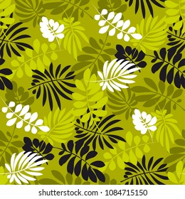 simple flat tropical leaves monochrome pattern. nature floral stock vector illustration. concept seamless pattern. summer adventure background
