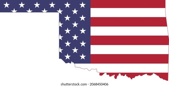 Simple flat US flag administrative map of the Federal State of Oklahoma, USA