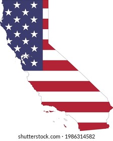 Simple flat US flag map of the Federal State of California, USA